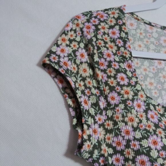 No Boundaries Juniors’ Sweetheart Floral Dress Green Midnight Festival Size 7/9 - Picture 4 of 8